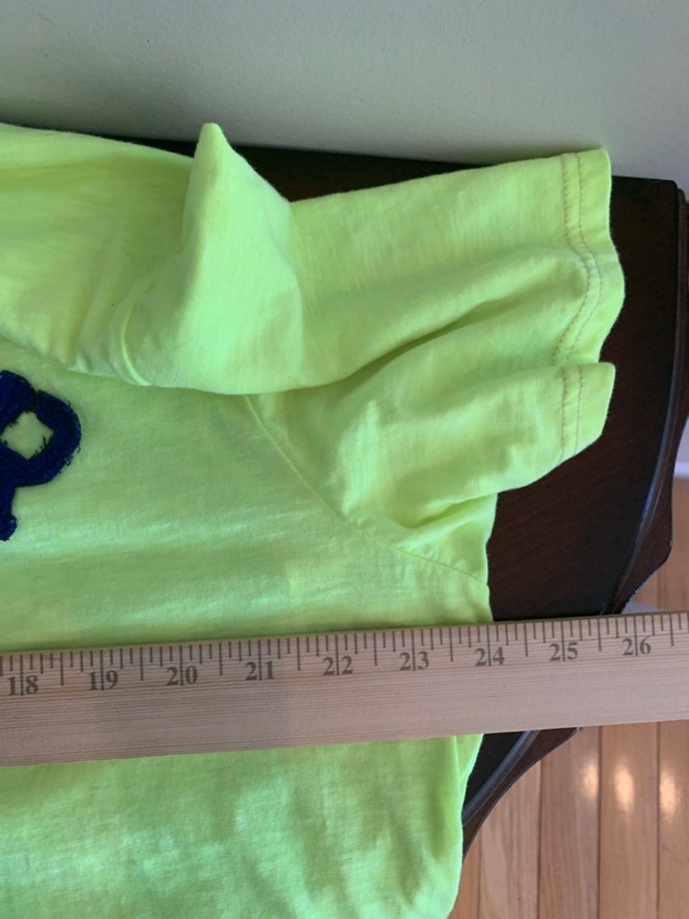 American Eagle Outfitters Neon Yellow Crewneck Tee with Navy Print - Unisex - Picture 6 of 7